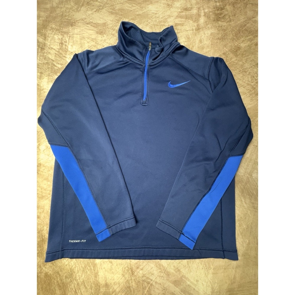 Nike Therma Fit Quarter Zip Pullover Sweatshirt Men's Large Blue
